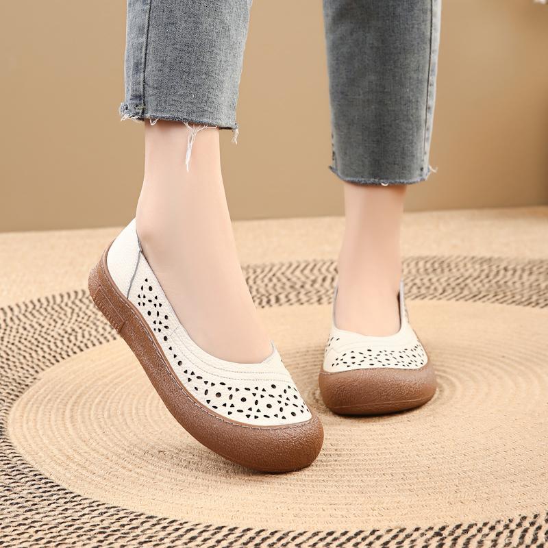 Zapatos de cuero holgados con punta redonda