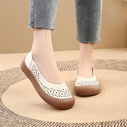 Zapatos de cuero holgados con punta redonda