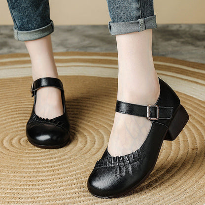 Zapatos de piel de tacón medio con suela blanda