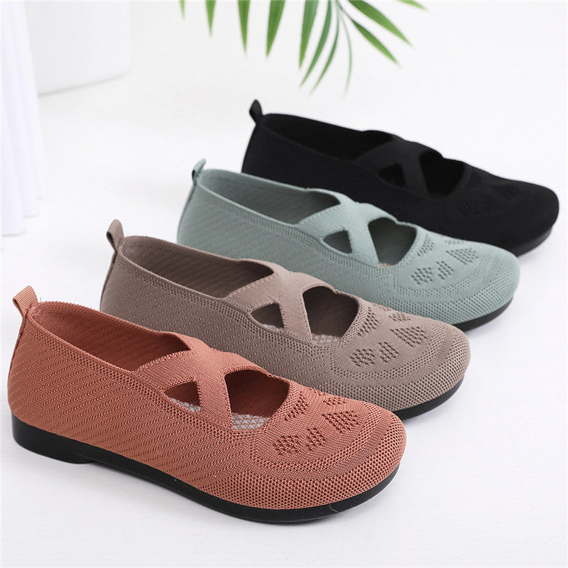 Zapatos de malla sin cordones con tiras cruzadas