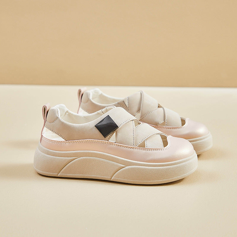 Zapatos de plataforma de piel transpirable que aumentan la estatura.