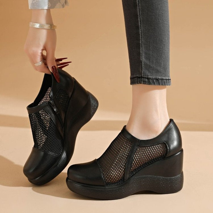 Zapatos de cuña de malla transpirable