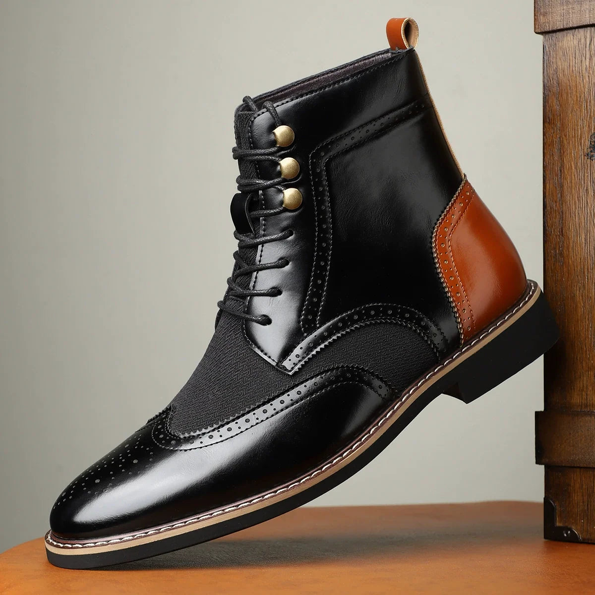 Botines de caña alta para hombre con diseño de bloques de color