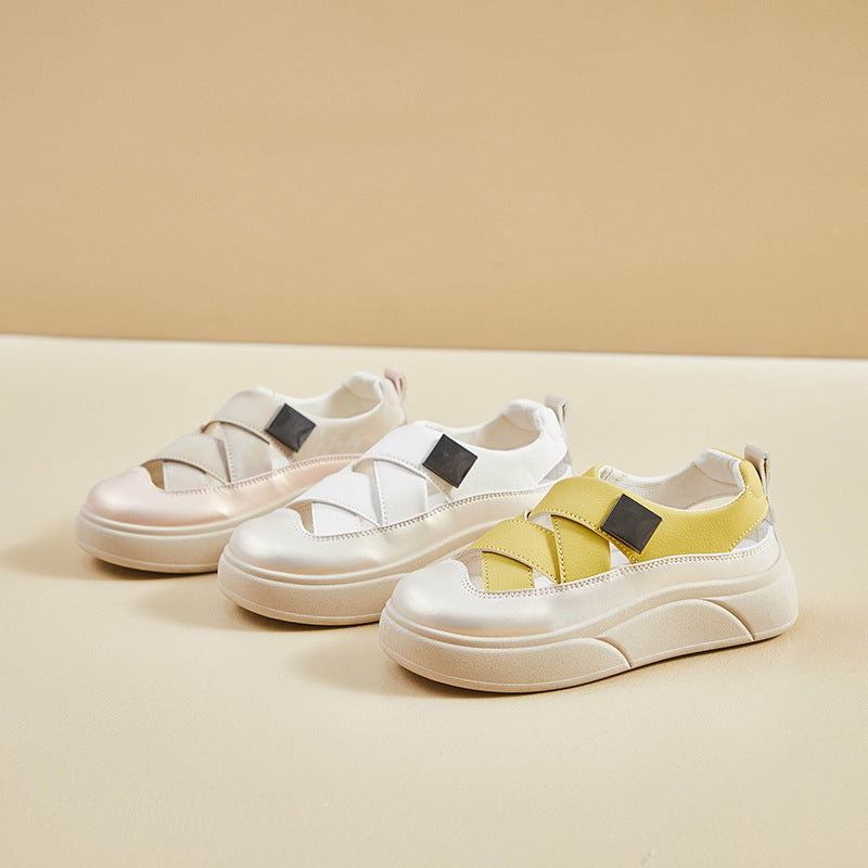 Zapatos de plataforma de piel transpirable que aumentan la estatura.