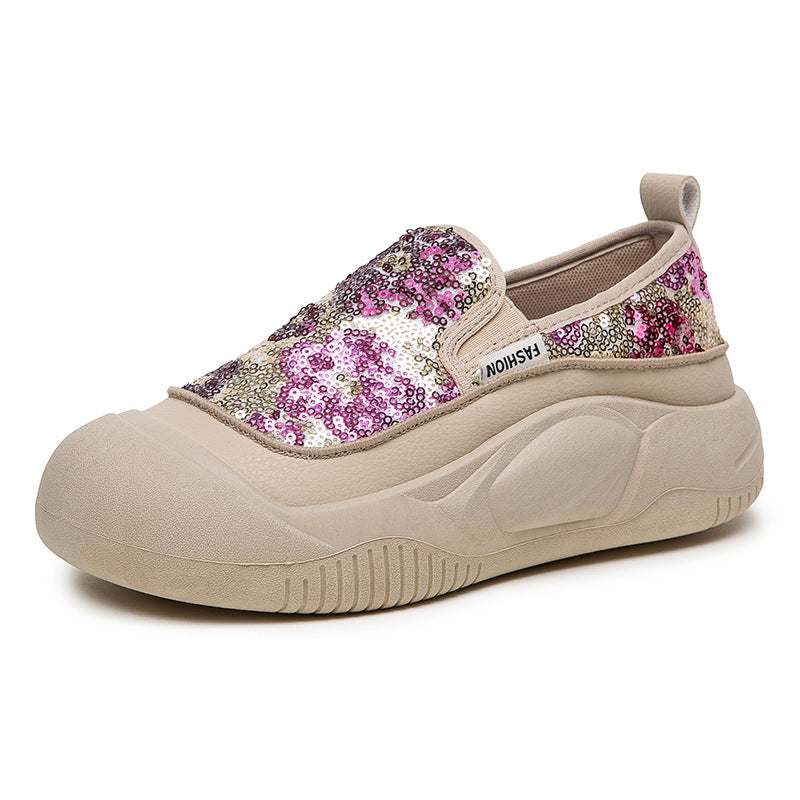 Mocasines de plataforma de 4 cm con lentejuelas