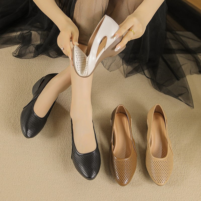 Zapatos cómodos de cuña de piel