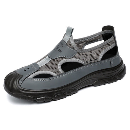Masculinas nuevas zapatillas masculinas huecas con superficie de malla transpirable en verano