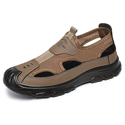 Masculinas nuevas zapatillas masculinas huecas con superficie de malla transpirable en verano