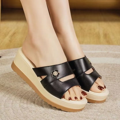 Zapatillas de flores de suela gruesa