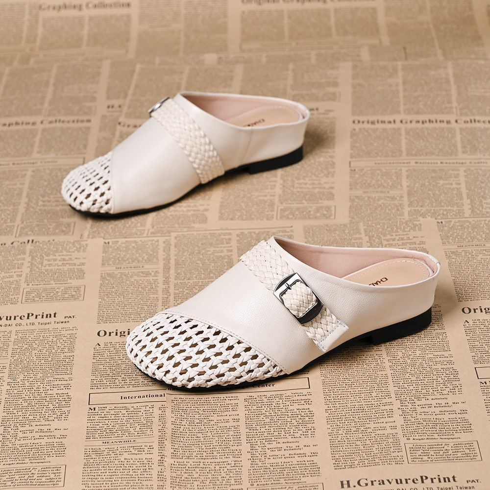 Pantuflas cerradas de tejido calado