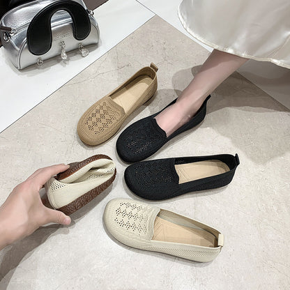 cómodas de malla, zapatos de suela blanda transpirable con diseño calado