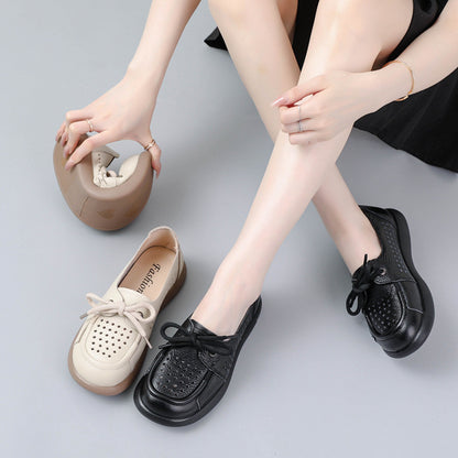 Zapatos cómodos de piel auténtica transpirable con suela hueca suave.