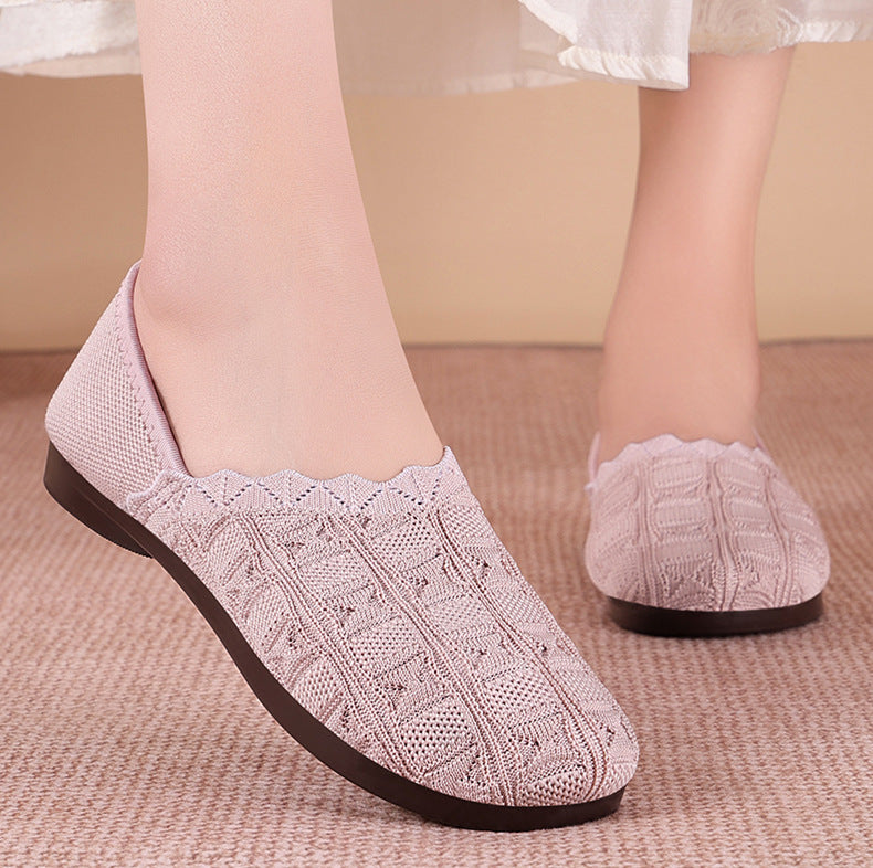Zapatos de malla para mujer elegantes y cómodos con patrón de empalme.