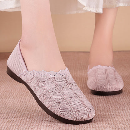 Zapatos de malla para mujer elegantes y cómodos con patrón de empalme.