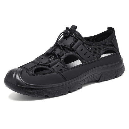 Zapatillas de verano transpirables de malla para hombre y calzado informal, adecuadas para padres de mediana edad y personas mayores.