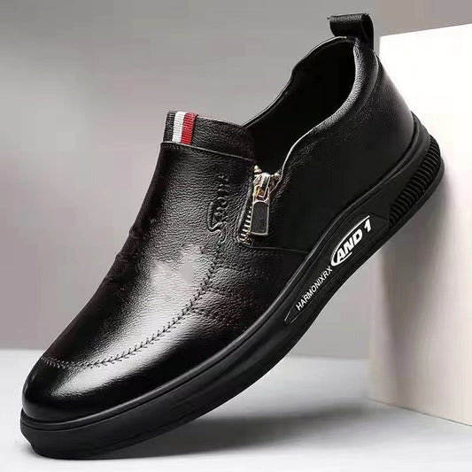 Zapatos casuales de cuero sueltos con cremallera