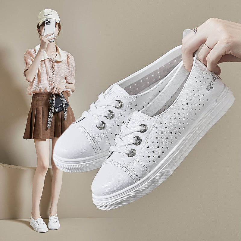 Zapatos blancos huecos de cuero genuino