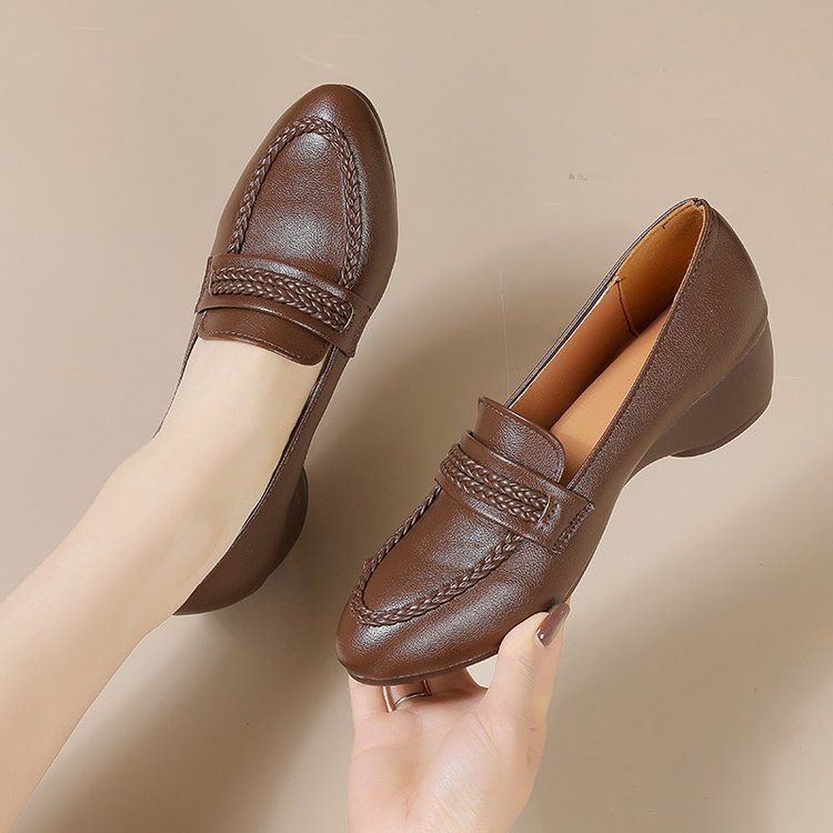 Zapatos mujer cuero vintage tacón cuña