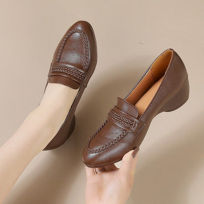 Zapatos mujer cuero vintage tacón cuña