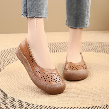 Zapatos de cuero holgados con punta redonda