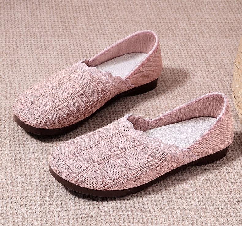 Zapatos de malla para mujer elegantes y cómodos con patrón de empalme.