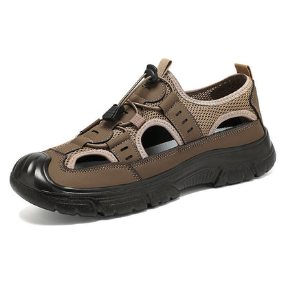 Zapatillas de verano transpirables de malla para hombre y calzado informal, adecuadas para padres de mediana edad y personas mayores.