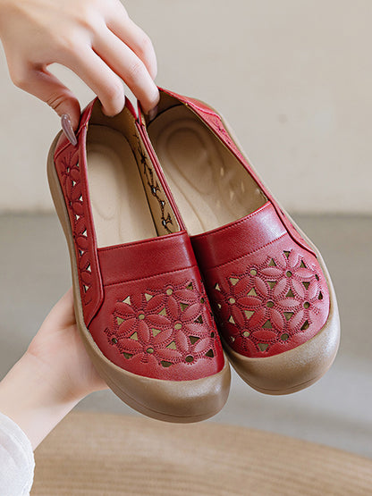 Zapatos de cuero auténtico suela blanda transpirables y perforados