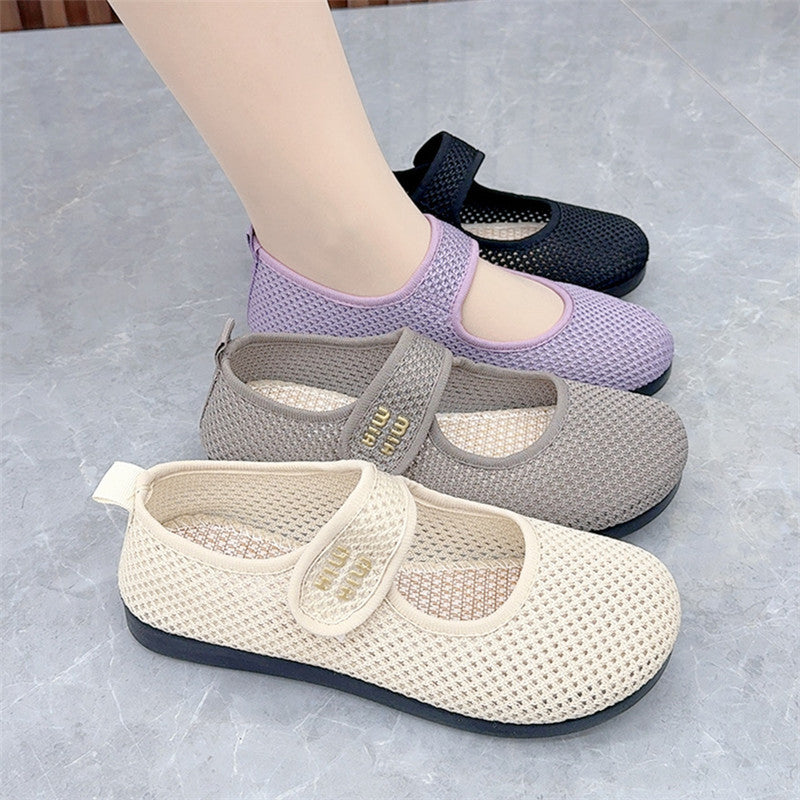 Zapatos de malla con punta redonda y velcro