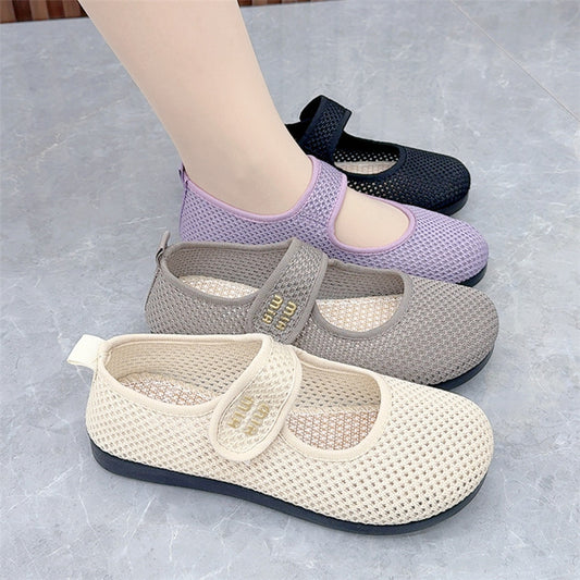 Zapatos de malla con punta redonda y velcro