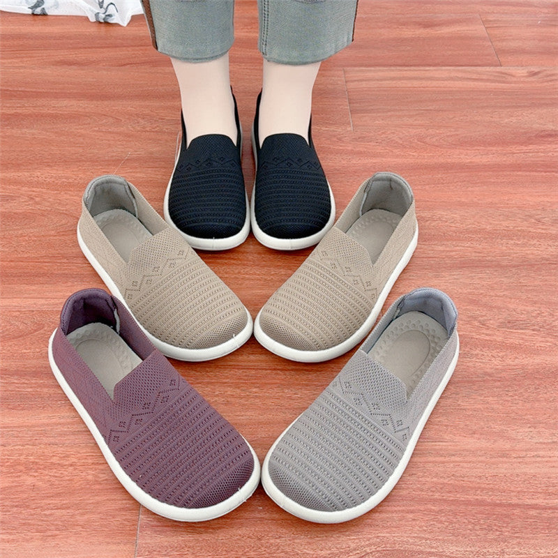 Zapatos de malla con punta redonda y rayas horizontales