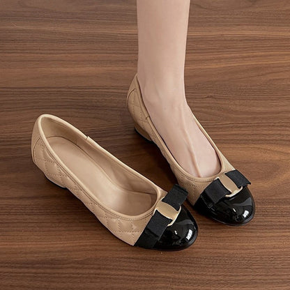 Zapatos de Dama Elegantes con Moño y Tacón Bajo