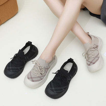 zapatos de malla con plataforma y punta redonda