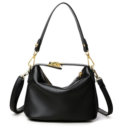 Nuevo bolso premium para mujer de cuero genuino liso con cierre de cerradura