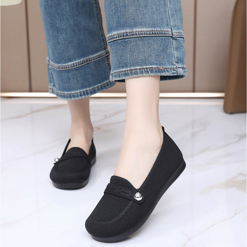 Zapatos de malla sin cordones con hebilla redonda