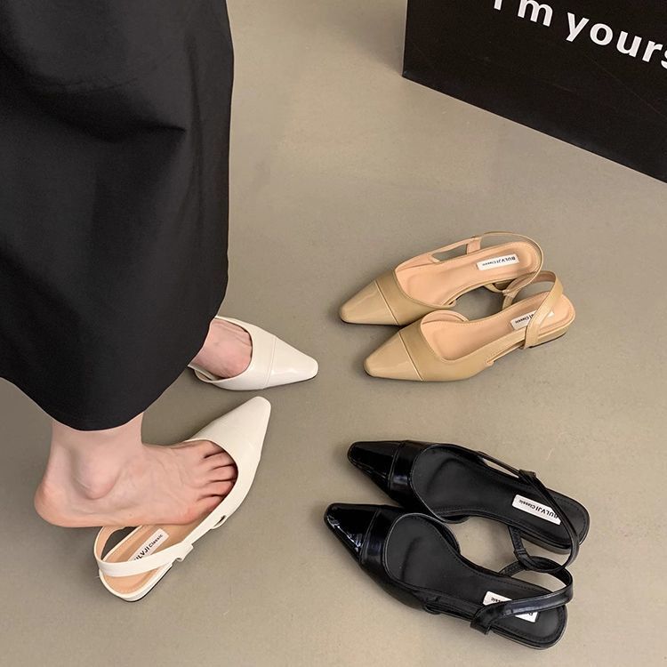 Sandalias de punta cerrada con tacón medio estilo primaveral