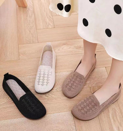 Zapatos de mujer de punto hueco con punta redonda