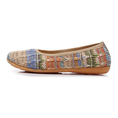 Zapatos de playa planos de suela blanda, calzado de tela tejida