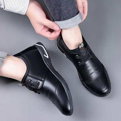 Zapatos casuales de cuero de tacón bajo para hombre
