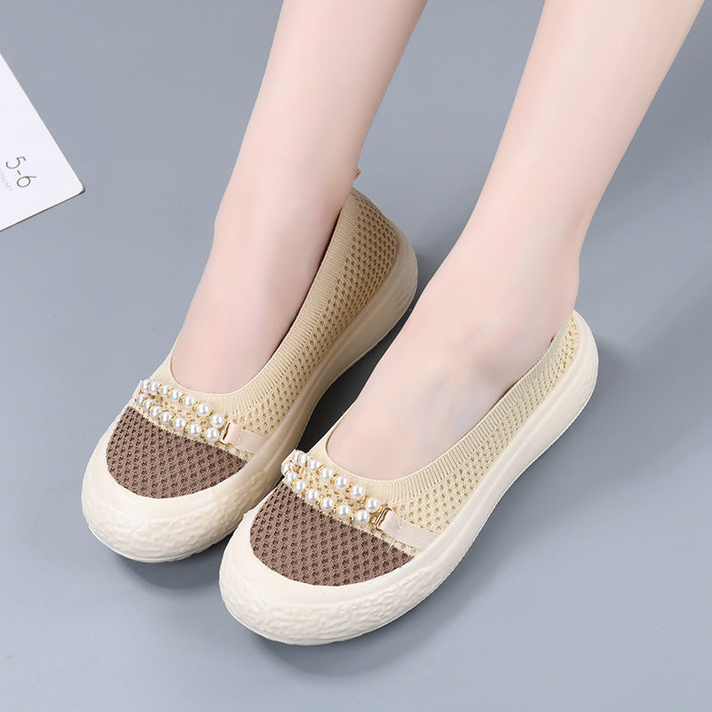 Zapatos de malla con cadena de perlas