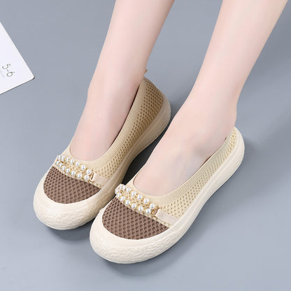 Zapatos de malla con cadena de perlas