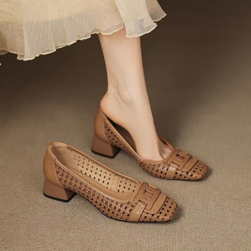 Zapatos de piel – Punta cuadrada estilo francés