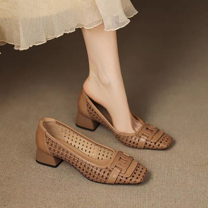 Zapatos de piel – Punta cuadrada estilo francés