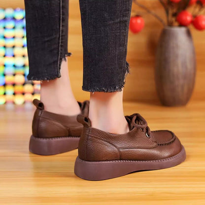 Cuero genuino artesanal, zapatos de cuero suave cómodos de suela gruesa