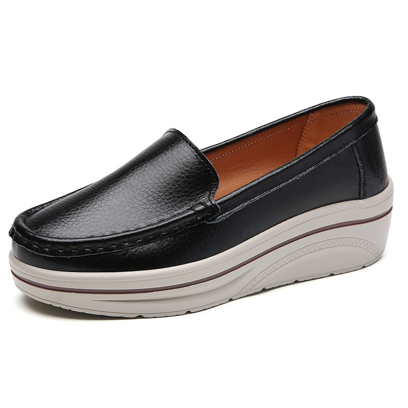 Mocasines de plataforma de piel auténtica