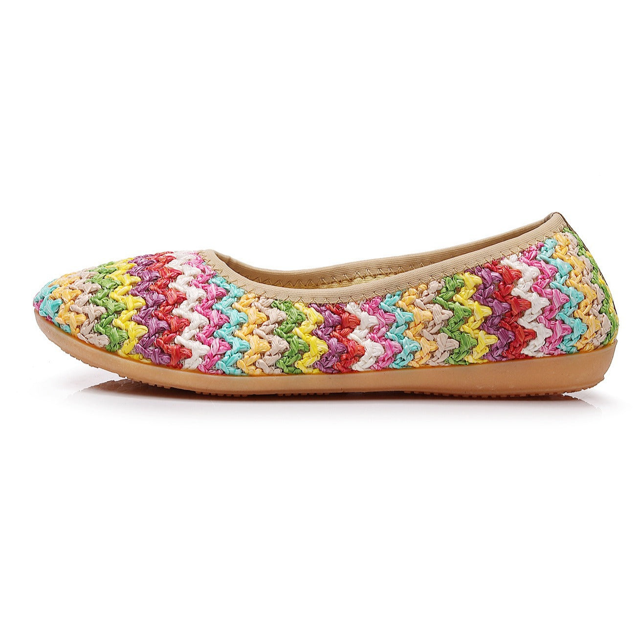 Zapatos de playa planos de suela blanda, calzado de tela tejida