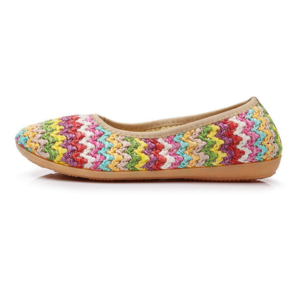 Zapatos de playa planos de suela blanda, calzado de tela tejida