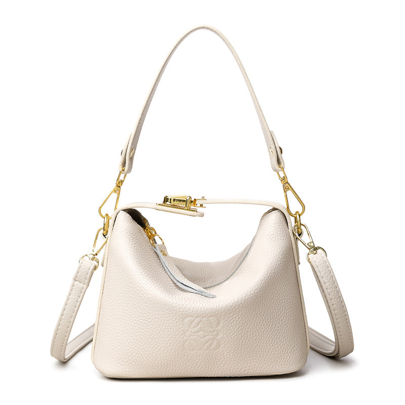 Nuevo bolso premium para mujer de cuero genuino liso con cierre de cerradura