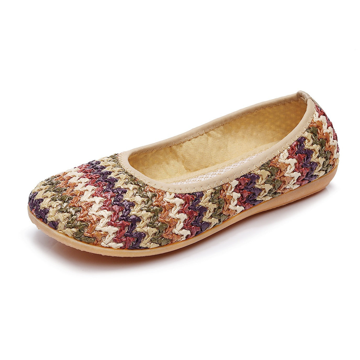 Zapatos de playa planos de suela blanda, calzado de tela tejida