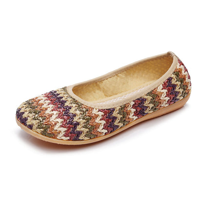 Zapatos de playa planos de suela blanda, calzado de tela tejida