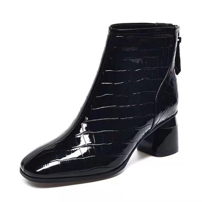 Botines de Mujer con Tacón Bajo y Diseño Croco